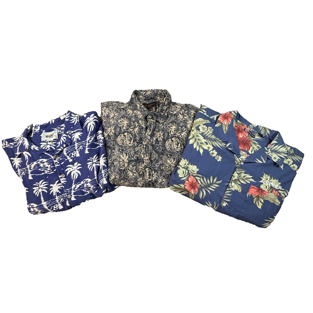MIXED LOT OF 3 Men's M Various‎ Island/Vacation SS Button Ups SEE DESCRIPTION